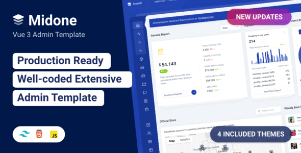 Midone - Vue.js & HTML Admin Dashboard Template